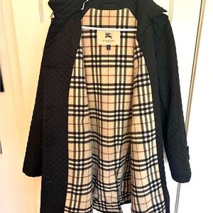 Burberry Black Quilted Jacket with Cream Plaid Interior
